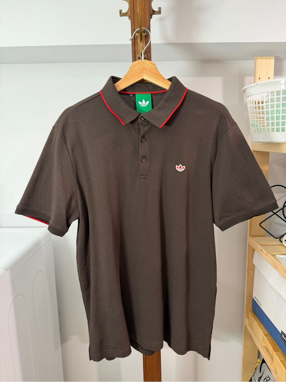 Adidas Men Originals Twistknit Trefoil Polo Shirt brown red retro